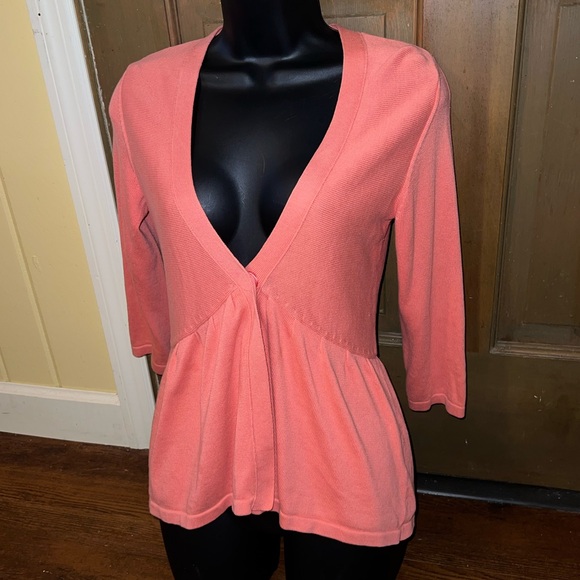 J. Jill Peplum Coral Knit Sweater Cardigan With Button Closure Size XS - Picture 6 of 13